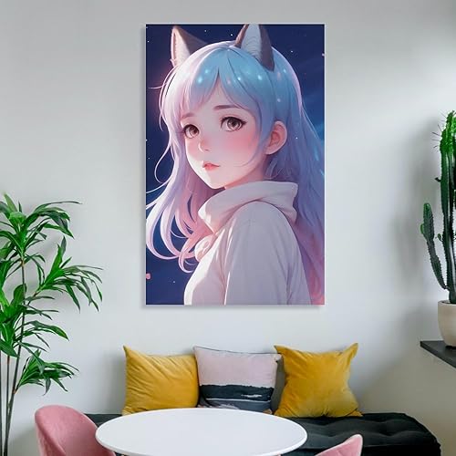 Miniatura 6 de Póster de anime japonés Beauty Girl (7) Póster artístico de pared con desplazamiento en lienzo, cuadro de pintura para sala de estar, decoración del
