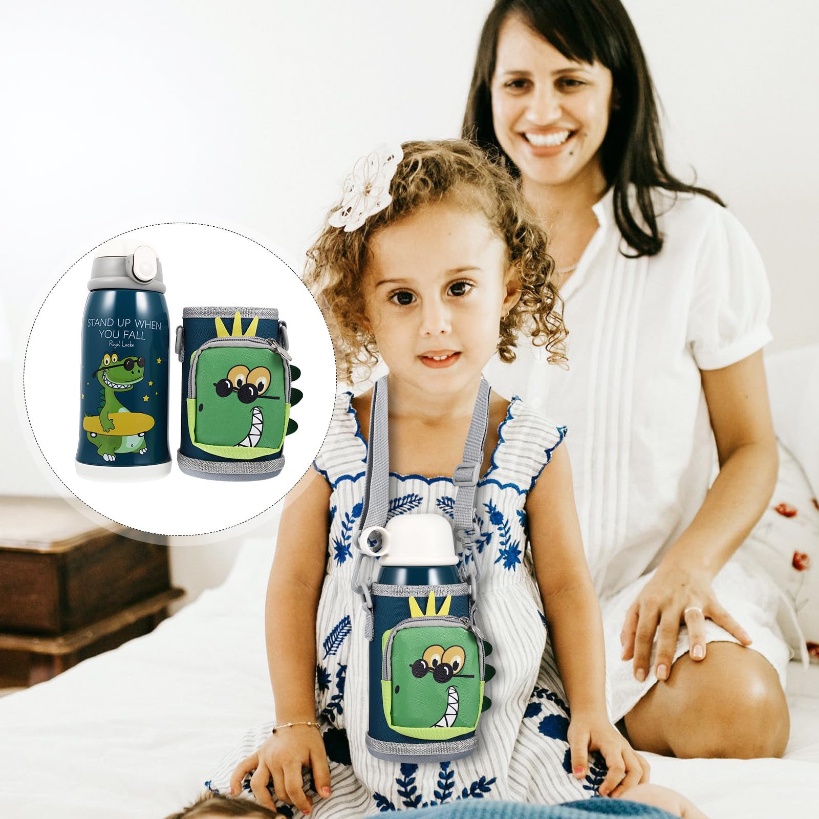 Trinkbecher mit Deckel und Strohhalm 550ml Vakuumbecher aus Edelstahl und Silikon für Kindergarten und Reisen 12 Stunden Isoliert und Schmutzabweisend