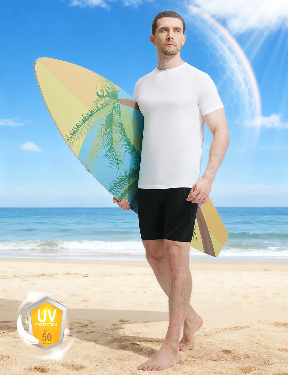 baleaf Men's 7.5" Swim Trunks Water Resistant Swimming Jammers Quick Dry Athletic Swimsuit Competition Swimwear Shorts