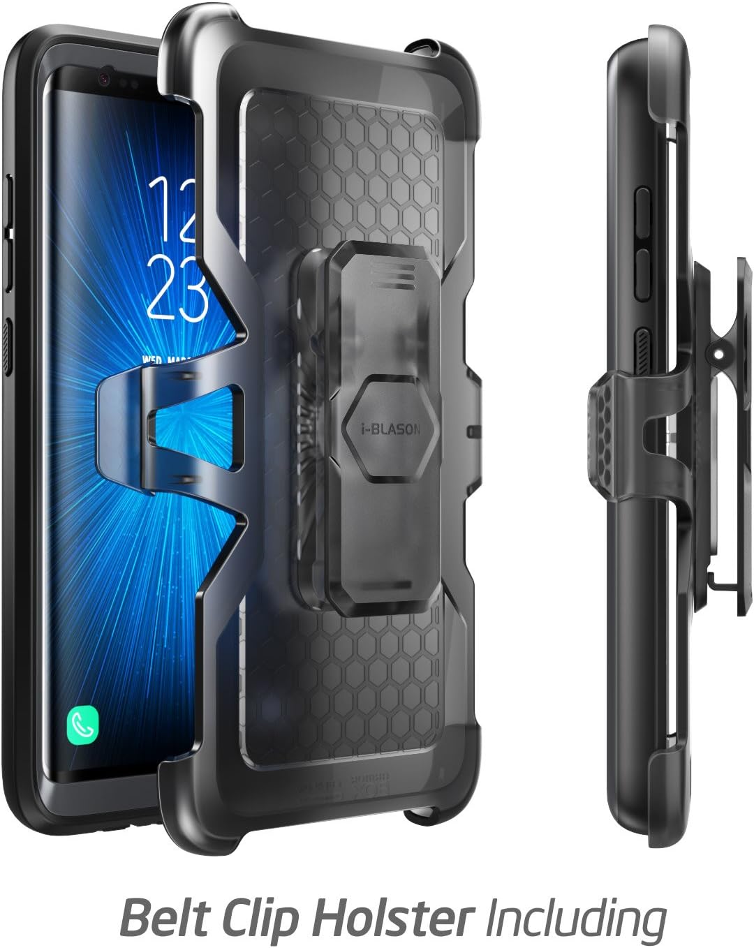 i-Blason Case for Galaxy Note 8, Magma Series Built-in Screen Protective Clear Back Cover with Holster Heavy Duty Belt Clip Shell (Black)