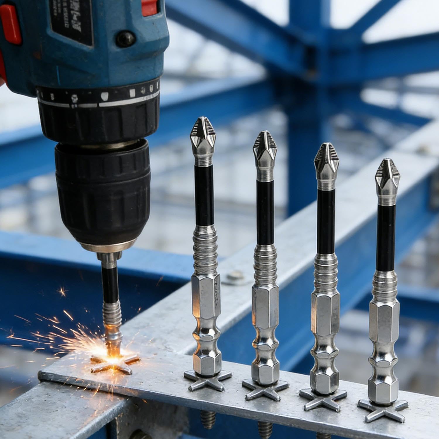 6Pcs/Set PH2 Phillips Bits Set High Magnetic Cross Head Drill Bit Phillips Screwdriver Drill Bit Set Anti-Slip Alloy Steel 1/4 Hex Shank Impact Bits