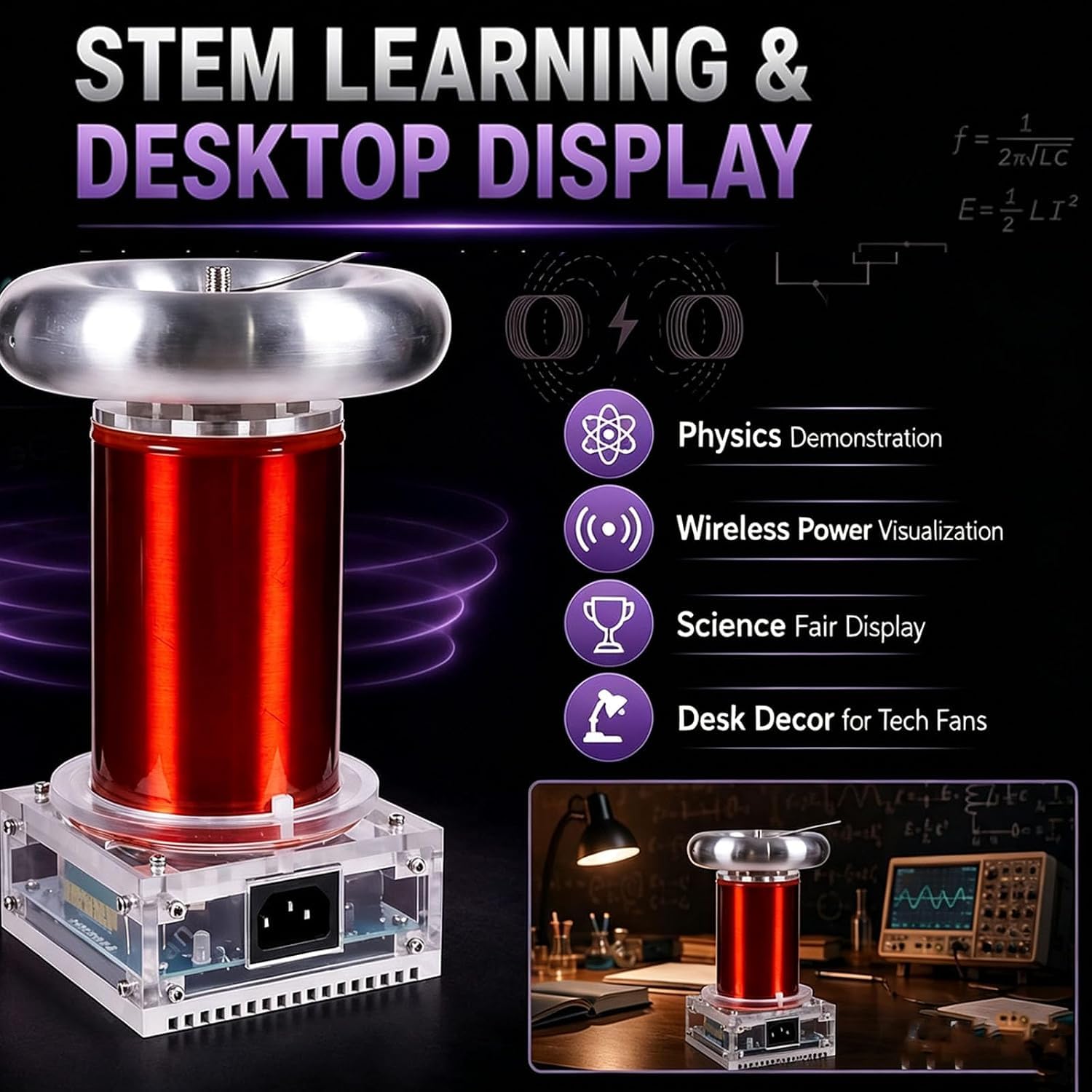 Bobina Ad Arco Al Plasma Sstc, Bobina Musicale Di Grandi Dimensioni, Con Controller Di Soppressione Dellarco, Scarica A Onda Quadra Sincronizzata Con La Musica, Arco Regolabile Da 12 Cm