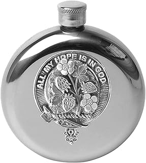 Fraser (Saltoun) 5 oz Round Clan Crest Scottish Badge Flask