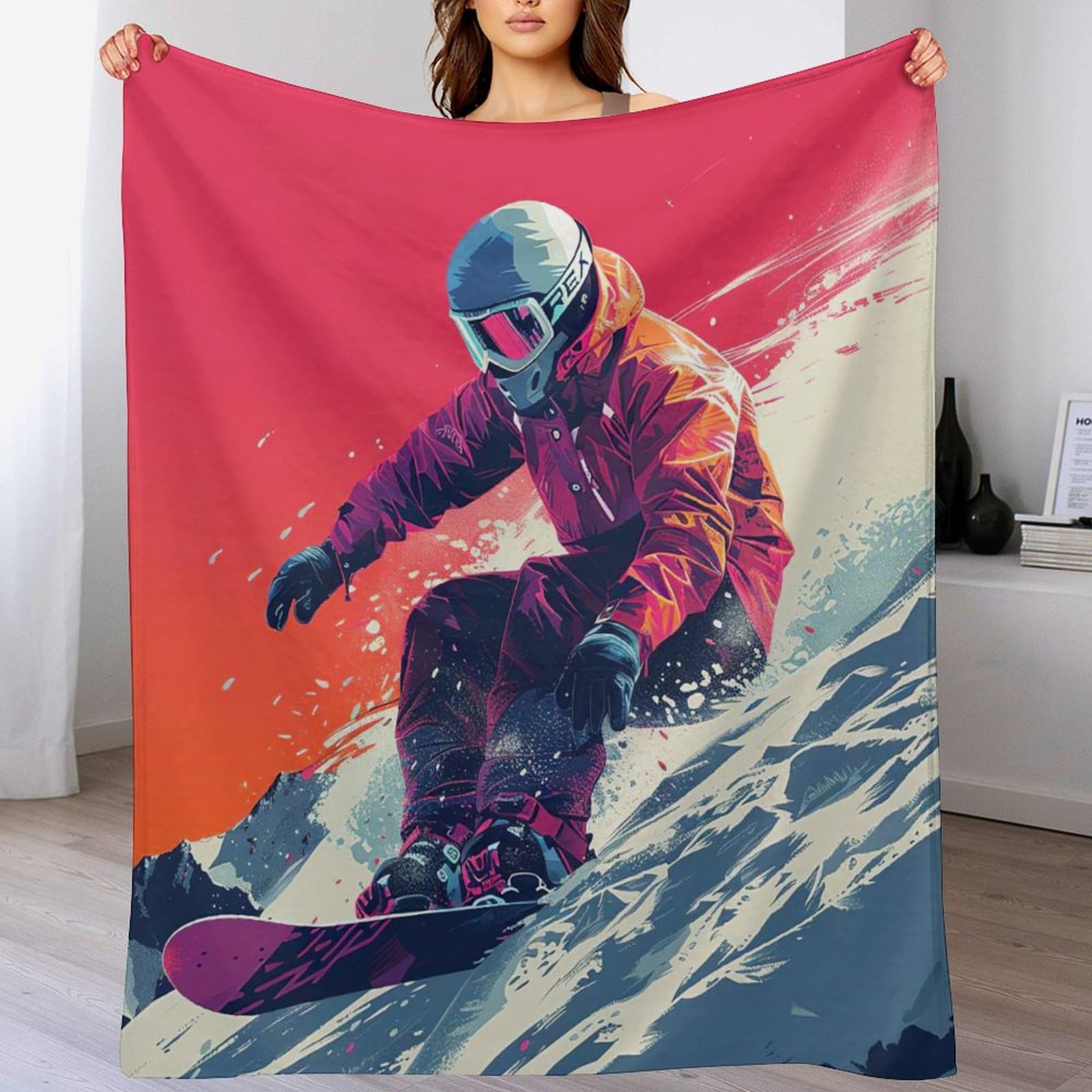 Couverture flannel snowboard contre le froid plaid confortable pour canapé