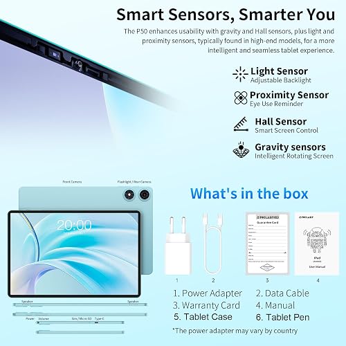 TECLAST P50 Tablette 11" Android 16 90Hz, 32Go+128Go+6To,SIM 4G LTE 8000mAh - 9