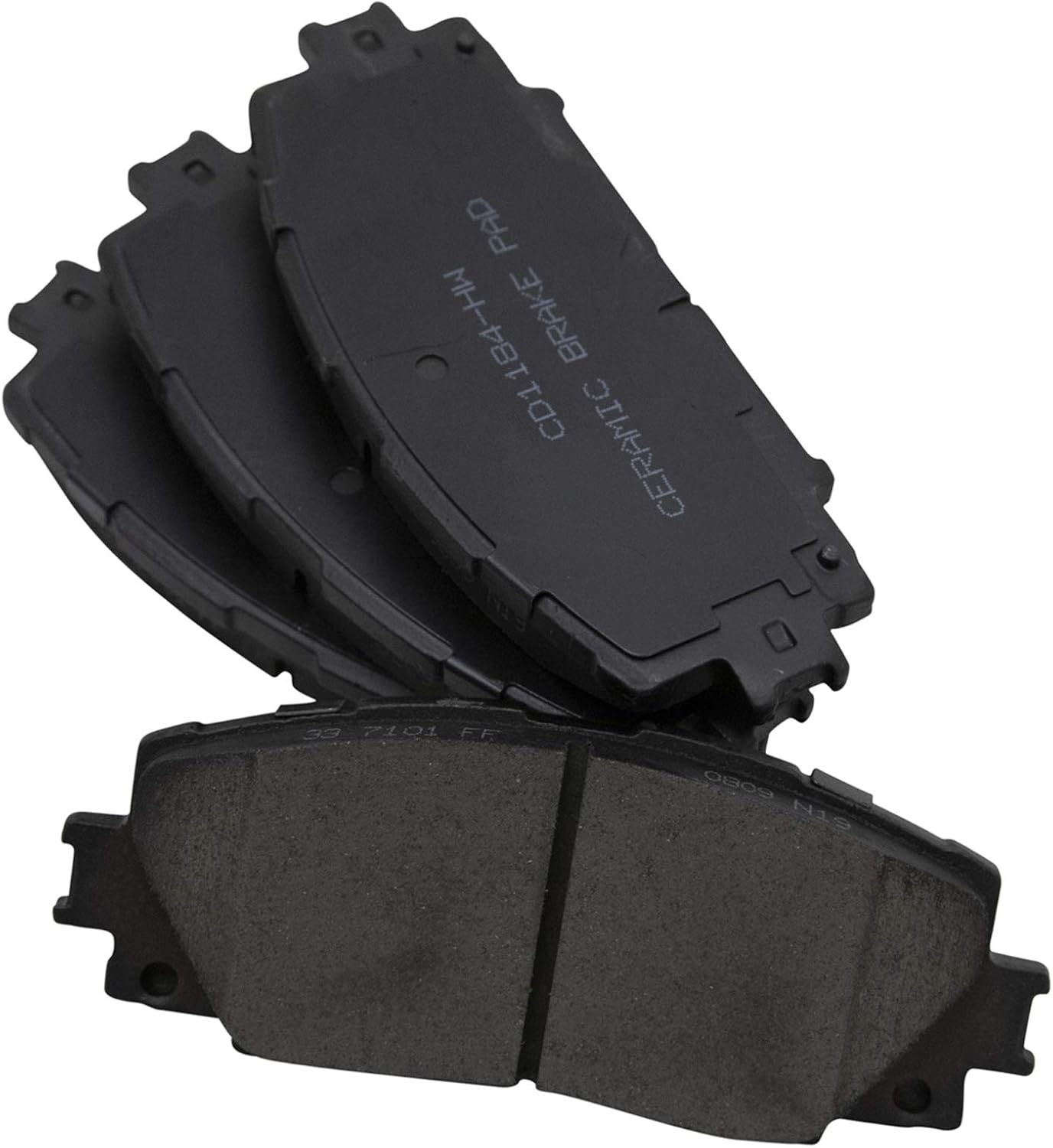 TRQ Front and Rear Ceramic Brake Pad Set Compatible with 2012-2018 Toyota Yaris L 2012-2018 Yaris LE 2007-2011 Yaris