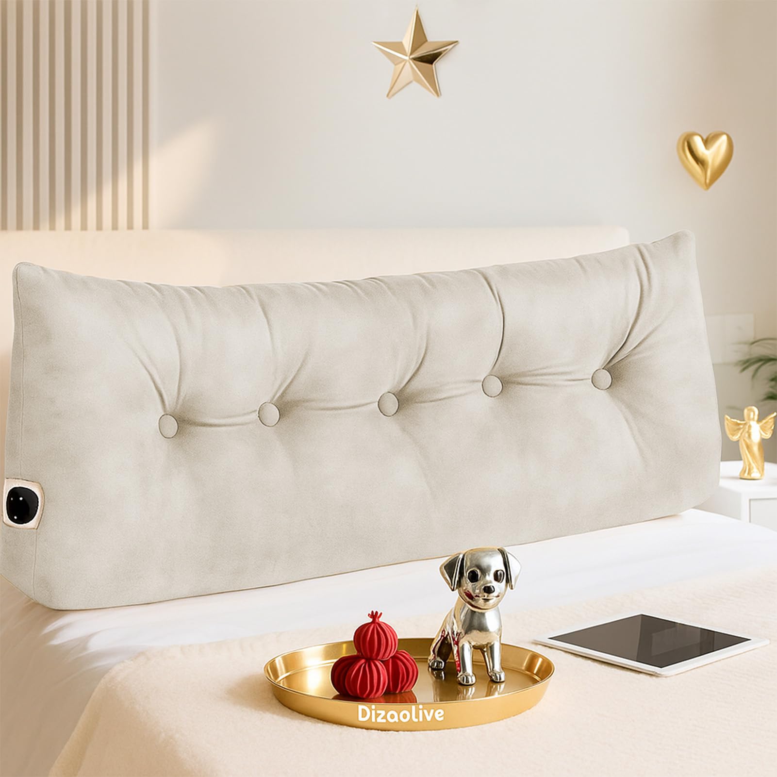 Dizaolive Headboard Pillow Twin, Triangular Bed Wedge Backrest Reading Pillow Cushion for Dorm Sofa Day Bed