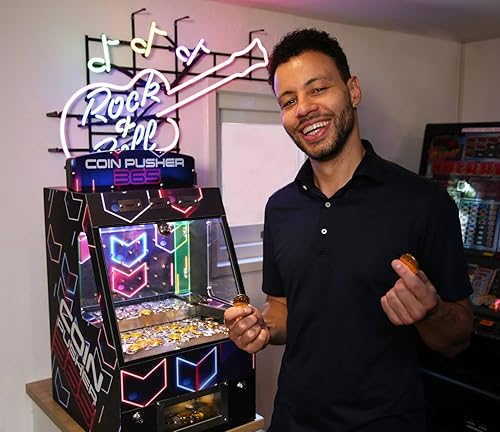 Miniatura 2 de Arcadro Coin Pusher 365 - Máquina empujadora de monedas para adultos  Mini juego de mesa con 1500 monedas y 25 fichas  Entretenimiento divertido