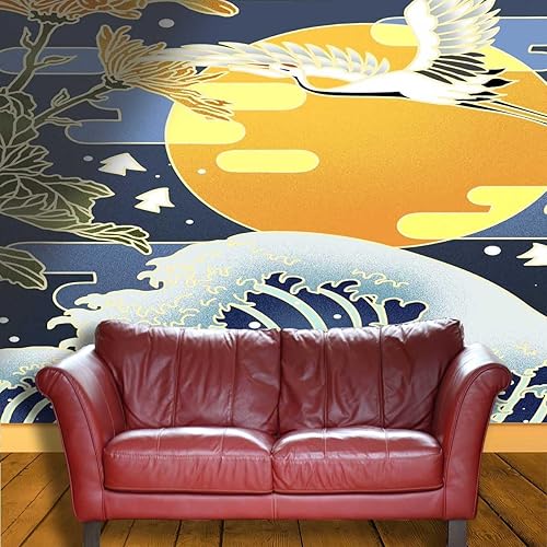 Miniatura 3 de Papel tapiz adhesivo multicolor para Baño, ilustración clásica, ondas, para dormitorio, fácil de quitar (31.5 pulgadas de ancho) x 24 pulgadas de