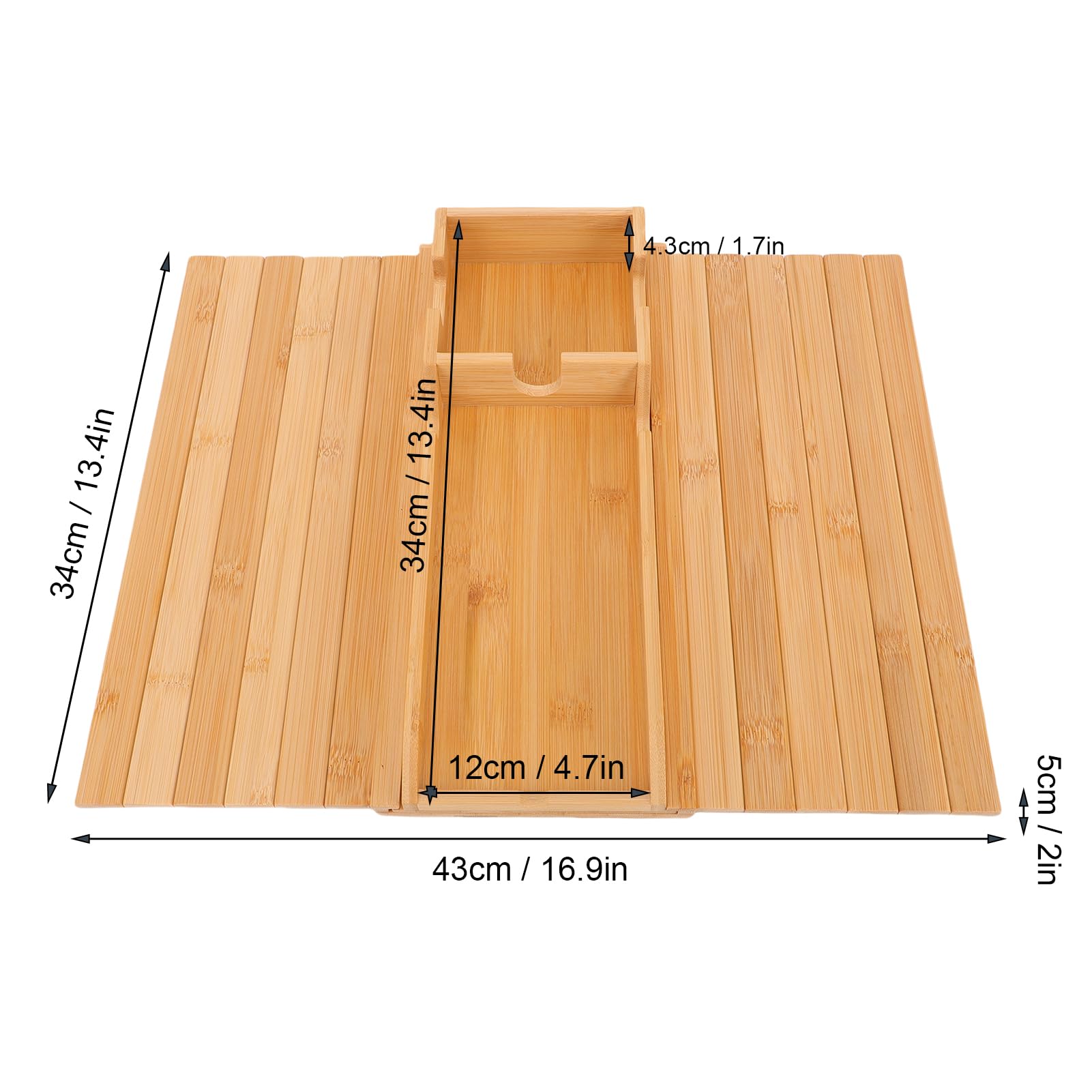 Bandeja para reposabrazos de sofá, bandeja plegable para TV con portavasos extraíble, mesa auxiliar antideslizante para teléfono Drin y aire acondicionado (color madera)