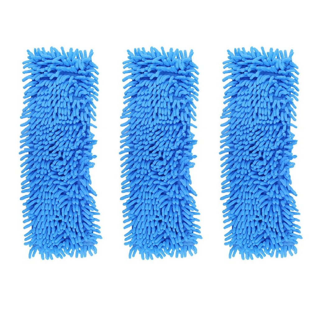 Accessotech X3 Replacement Mop Heads Blue Extendable Microfibre Floor Mop Cleaner Sweeper Wooden Laminate Tile Wet Dry (X3 Replacement Mop Heads Blue)
