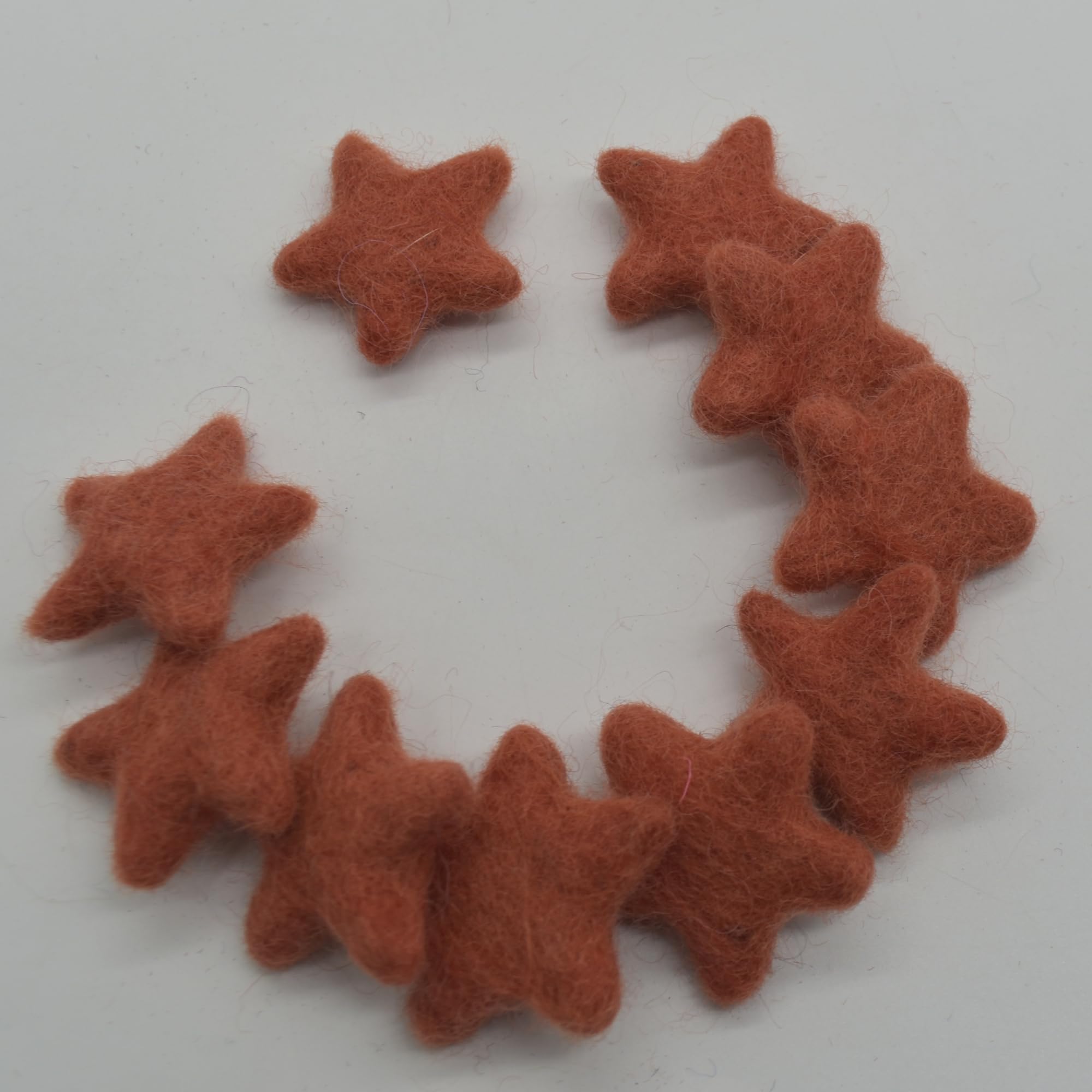 Oriental Direct Coral Orange 100% Wool Felt Stars - 3Cm - 10 Felt Stars