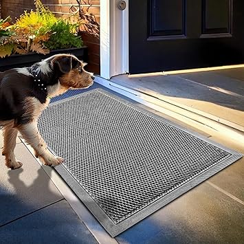 Muddy Mat Meshy MatTM Door Mat Heavy-Duty Quick-Dry Floor Mat, Sand & Dirt Trapper for Indoor & Outdoor, Ideal for Entrance, Mudrooms,Patios & Garages,Low-Profile,Non-Slip,Washable Grey 17"x30"x0.4"