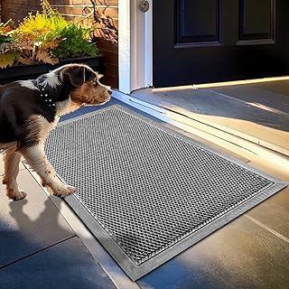 Muddy Mat® Mesh Door Mat Heavy-Duty Quick-Dry Floor Mat, Sand & Dirt Trapper for Indoor & Outdoor, Ideal for Entrance, Mudrooms, Patios & Garages, Low-Profile, Non-Slip, Washable – Grey 23"x35"x0.4"