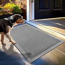 Muddy Mat® Mesh Door Mat Heavy-Duty Quick-Dry Floor Mat, Sand & Dirt Trapper for Indoor & Outdoor, Ideal for Entrance, Mudrooms, Patios & Garages, Low-Profile, Non-Slip, Washable – Grey 17"x30"x0.4"