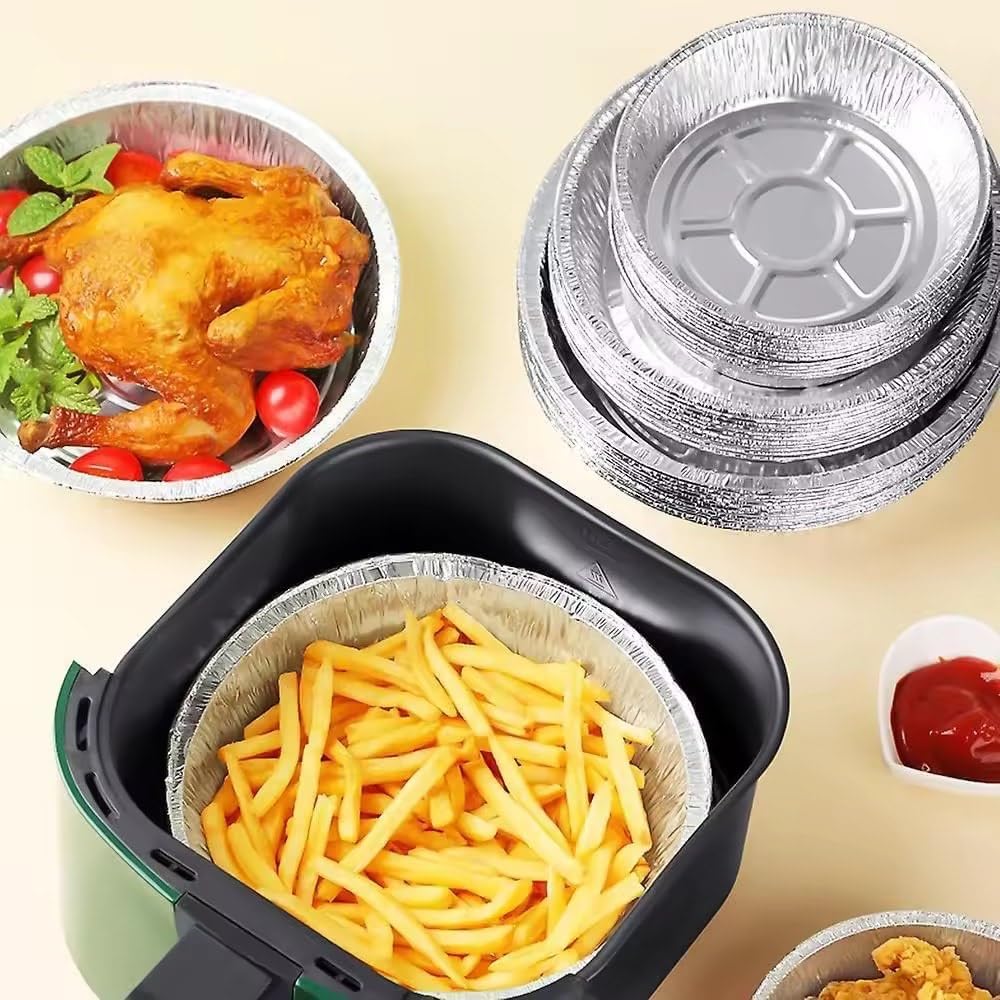 Mahati 9” Round Aluminum Foil Pans with Clear Lids, 40 Pack Disposable Baking Pans, Meal Prep Containers, Freezer & Oven Safe Aluminum Containers for Food Storage, Catering and Reheating