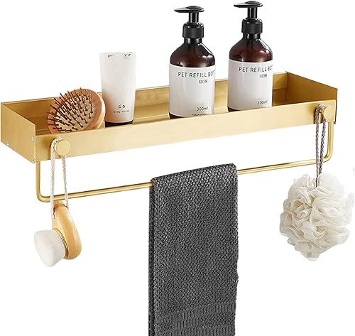 LARRO Organizador de ducha con toallero, estante de ducha sin taladrar, estante de ducha adhesivo montado en la pared de aluminio para inodoro y disponible en Yaxa Colombia