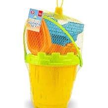 ICMinds Gifts 6-Piece Beach Bucket & Spade Set   Kids Sandcastle Toy Set with Moulds, Shovel & Rake | Summer Holiday Outdoor Fun | Ideal for Beach, Garden & Sandbox Play