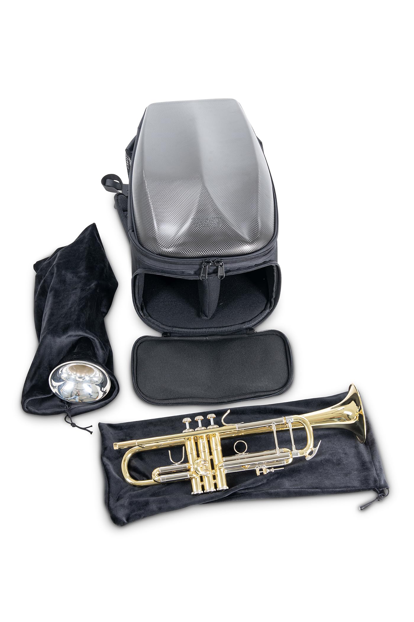 GEWA Space Bag Titanium - Futerał/plecak - Na 2 trąbki lub 1 flugelhorn - Pokrywa z poliwęglanu - Ergonomiczny tył - Kieszenie na akcesoria