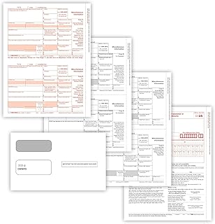 1099 MISC Forms 2025, 3 Part Tax Forms Kit, 50 Vendor Kit of Laser Forms, Compatible with QuickBooks and Accounting Software, 50 Self Seal Envelopes Included