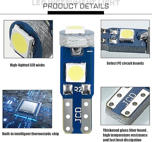 Miniatura 3 de 20 luces de instrumentos T5 para automóvil, 3030-3SMD, bombilla de alto brillo con enchufe de bloqueo giratorio, juego de luces indicadoras de