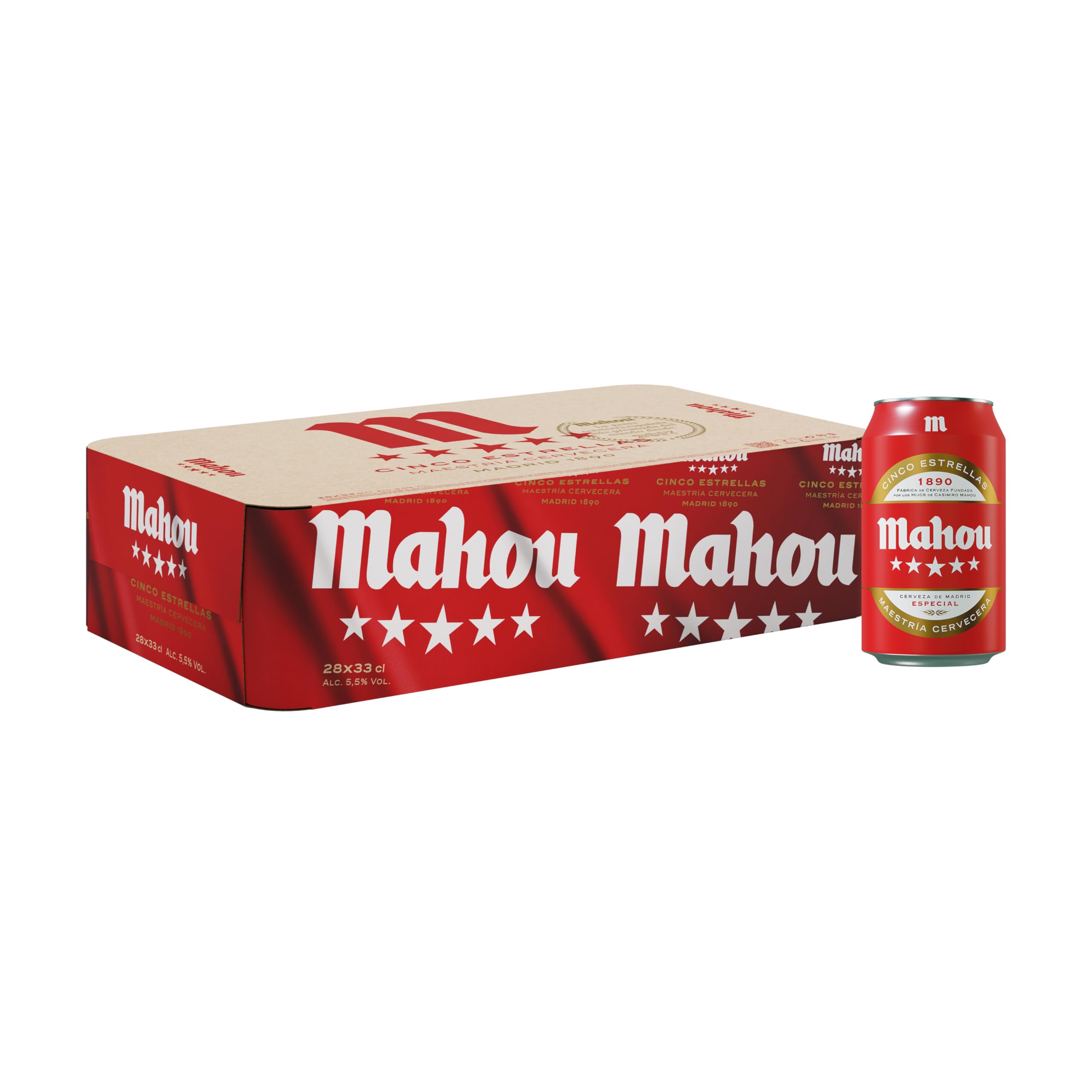 Mahou Pack Cerveza Clásica 28 Latas + Mahou 5 Estrellas Lager 28 Latas