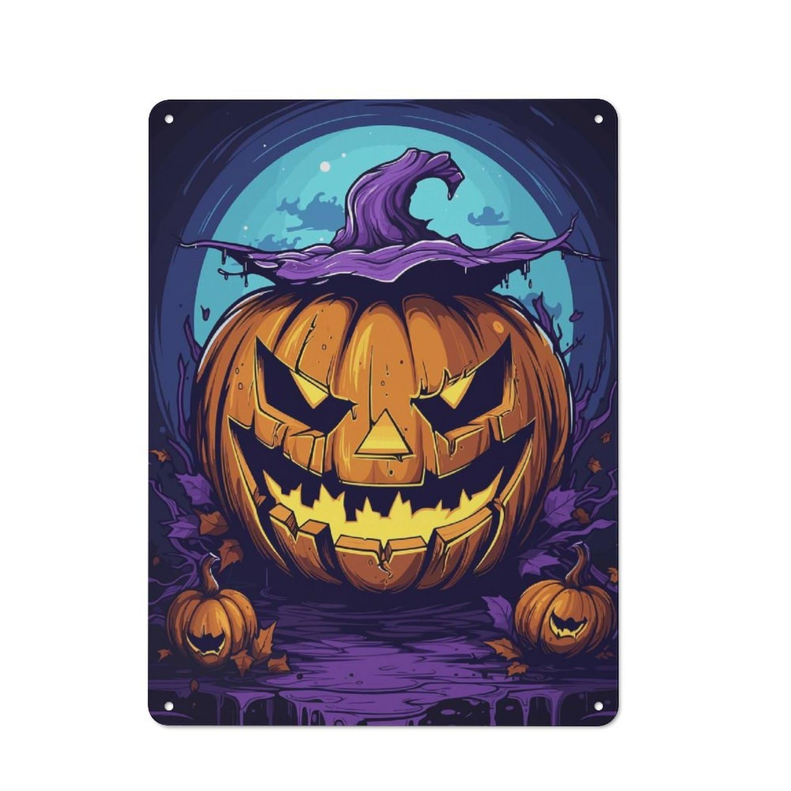 Junmoney Pumpkin Halloween Vibes Vintage Tin Sign 40X30cm Featuring For Bar Or Restaurant, A Decorative Christmas Gift For Bar Decor Enthusiasts
