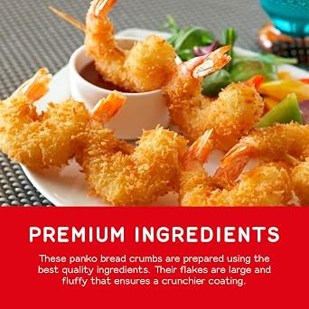 Japanese Style Panko Bread Crumbs Crispy Panko Flakes, Light and Crunchy, Wheat Bread Crumbs for Cooking and Frying - 6.98oz (Pack of 1)