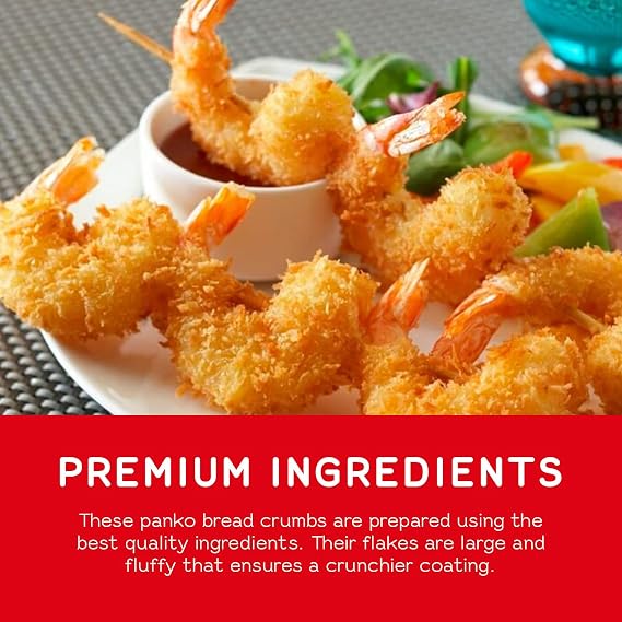 Japanese Style Panko Bread Crumbs Crispy Panko Flakes, Light and Crunchy, Wheat Bread Crumbs for Cooking and Frying - 6.98oz (Pack of 1)