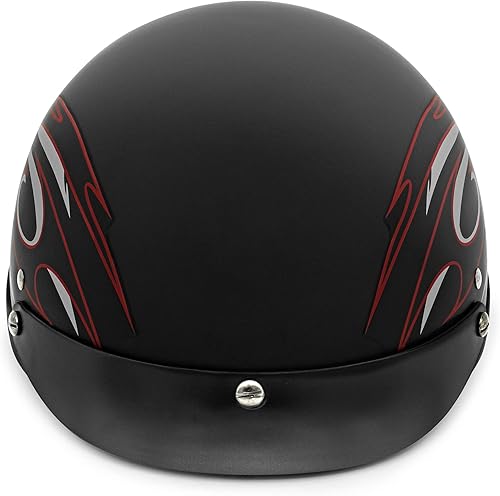 Miniatura 19 de VCAN Cruiser - Casco de motocicleta sólido, cobertura de media cara Negro satinado,Negro (Flat Black),negro (Flat Black Flag),Bandera de estrella