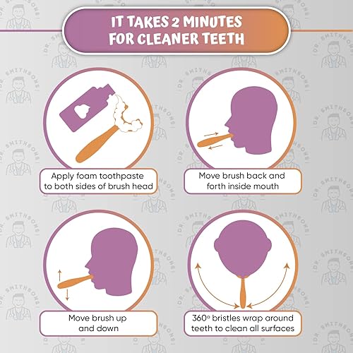 Miniatura 7 de Cepillo de dientes en forma de U para niños de 6 a 12 años. Dos cepillos de dientes suaves de alta calidad vienen con estuche de viaje y cepillos de