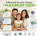 Maximum Kids Complete ORGANIC Powder Mix - Great TASTING, EASY to use, complete nutritional drink with 26 vitamins & Minerals, 20g of Plant Protein, 3g of Fiber. Kid TESTED! Parents APPROVED!