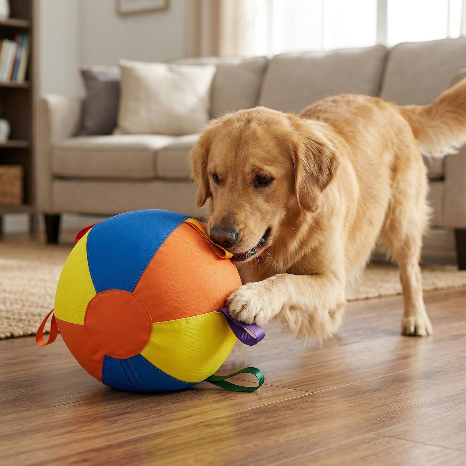 Gigantyczna piłka pasterska, odporna na rozdarcie, odporna na gryzienie, tkanina, piłka dla psa z paskami, zestaw, zabawka dla średnich i dużych psów, Golden Retriever