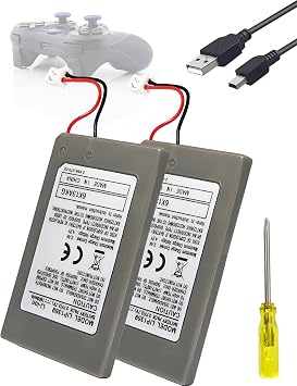 LIP1359 for PlayStation 3 Controller Battery 2 Pack Upgraded Replacement Battery for Sony Dualshock 3 PS3 Sixaxis Wireless Controller CECHZC2U CECHZC2E LIP1472 LIP1859