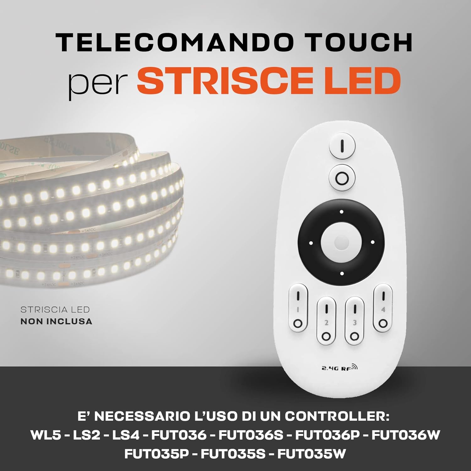 Mi-Light MiBoxer FUT007 Remote Control with LED strip and list of compatible controllers
