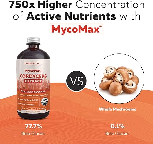 Miniatura 6 de Extracto orgánico de hongos Cordyceps  70% beta-glucanos  niveles de nutrientes activos más altos, tincutura Cordyceps de máxima potencia, cultivada
