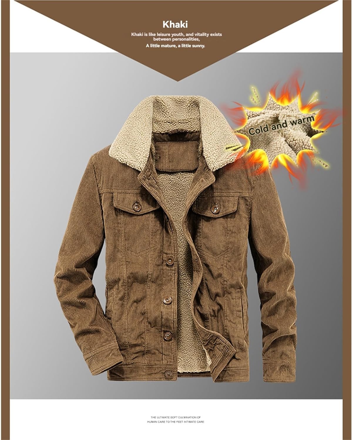 Mens Corduroy Jacket Sherpa Fleece Lined Trucker Jackets Vintage Winter Thicked Thermal Coats Outerwear with Pockets