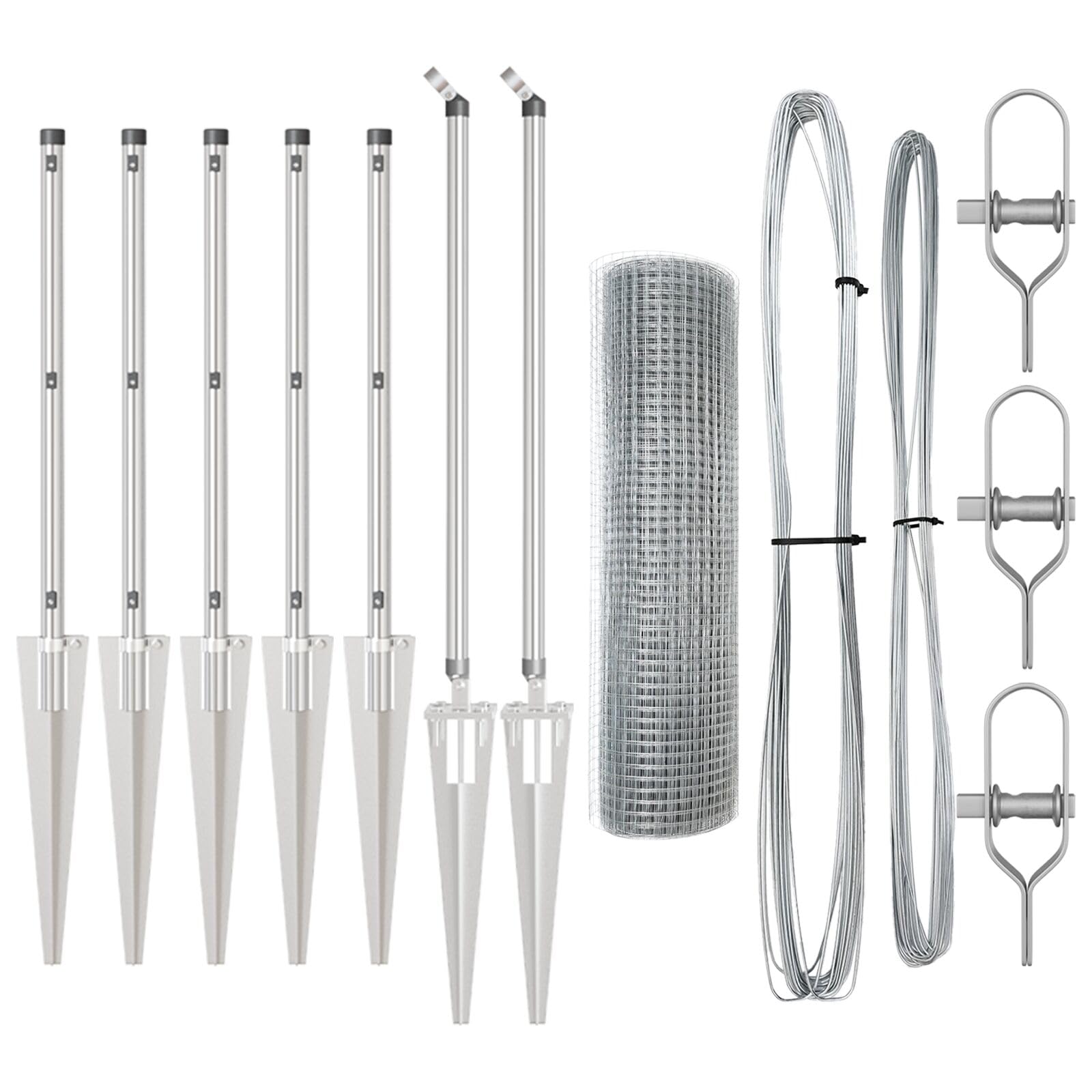 Vidaxl Welded Wire Fence With Spike Posts 10M X 0.6 Galvanised Steel Outdoor Barrier Complete Set Panels Anchor Wires Fence Construction Robust Residential Garden Animal Metal Installation Durable Size 7