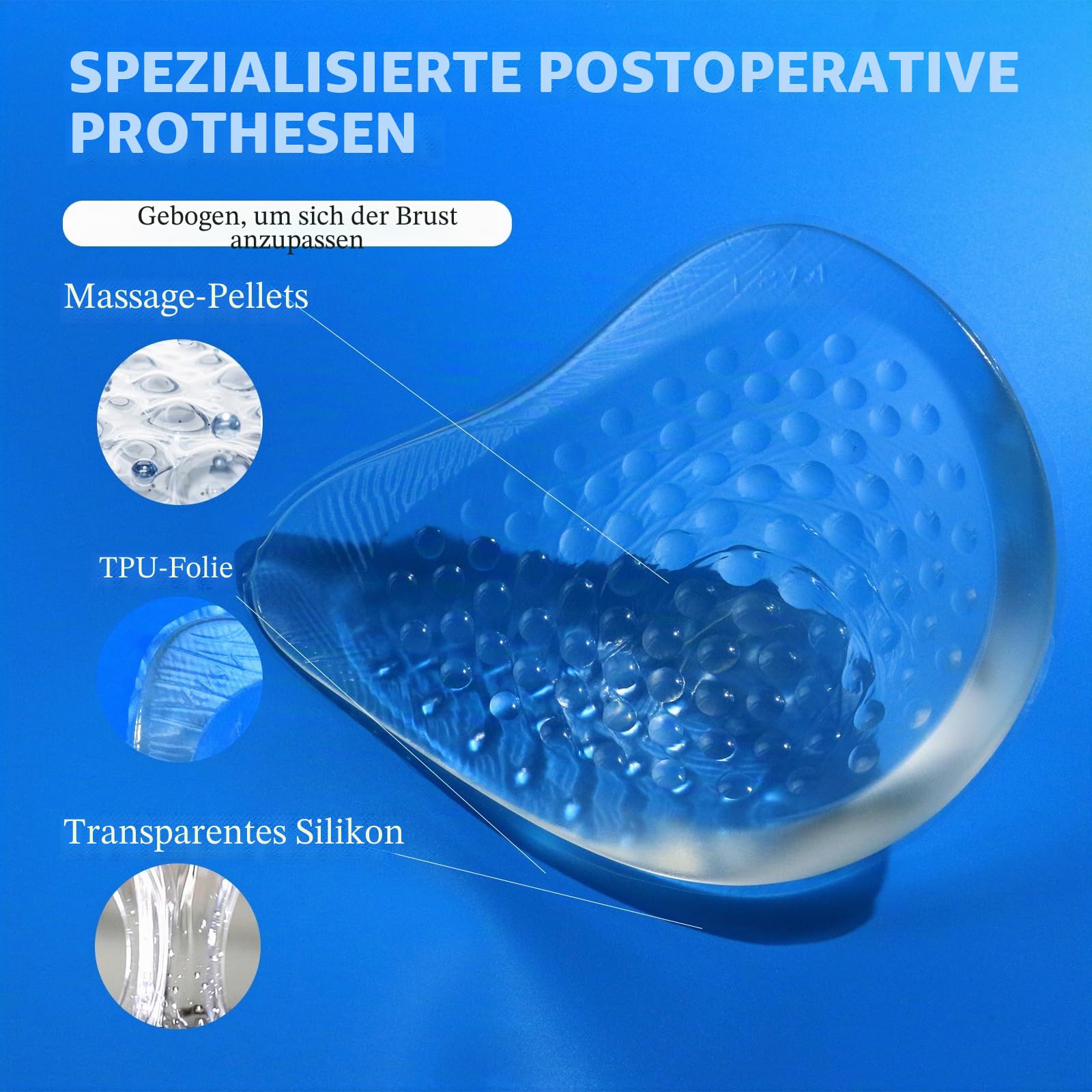 Symmetrisch Mastektomie Prothese,Schwimmen Brustprothesen Konkave Brustform Postoperativ Silikon Brüste BH Einlagen für Damen Bikini(1 Stück)
