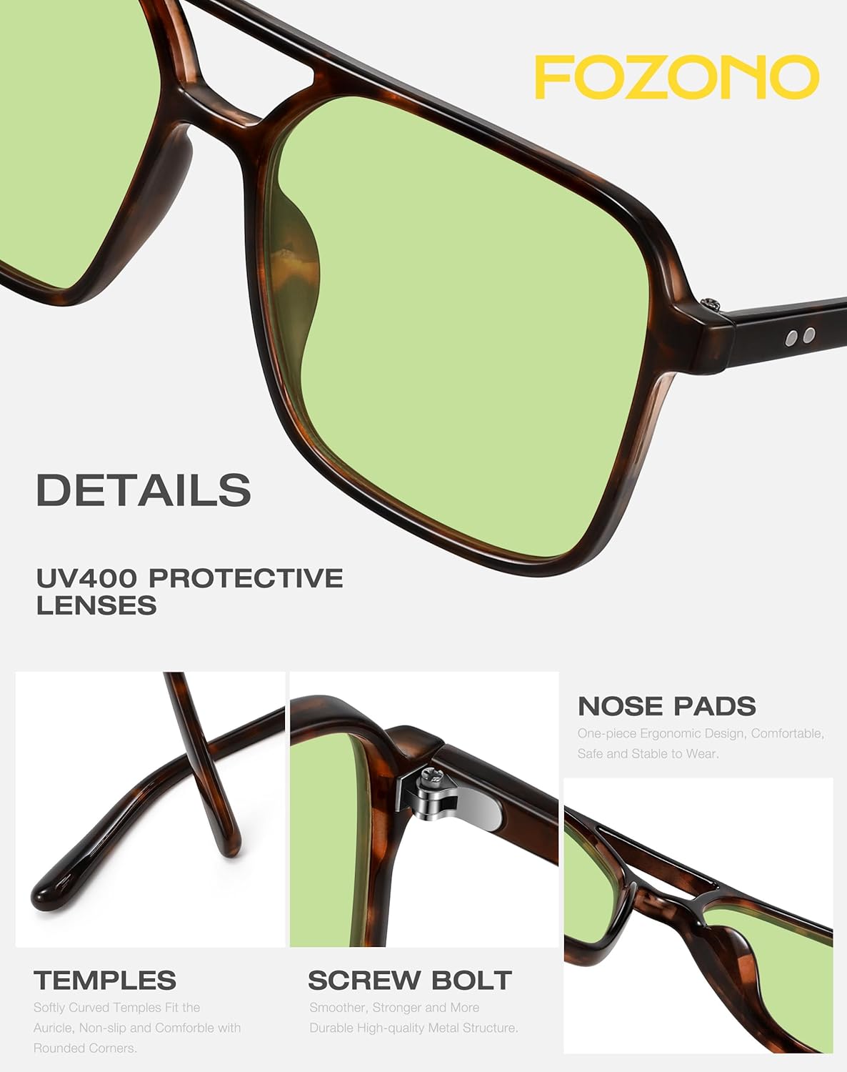 Square Aviator Sunglasses for Women Men Retro Trendy UV Protection Shades - Image 5