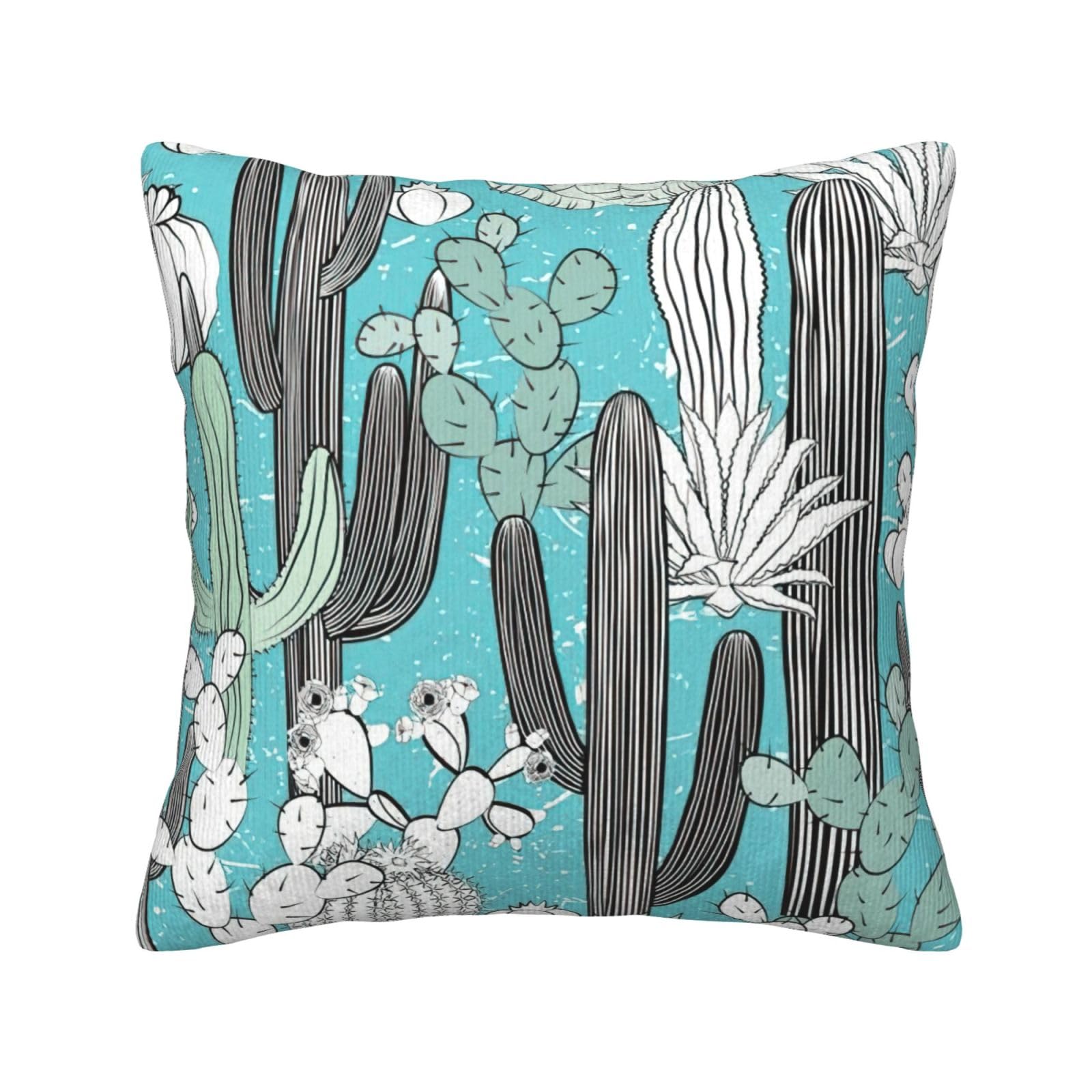 Housse de coussin velours côtelé motif cactus cocon de douceur