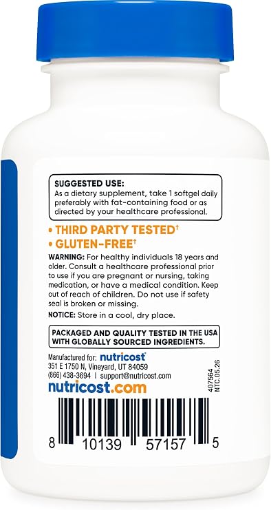 Nutricost Astaxanthin 12mg, 60 Softgels (2 Month Supply), Gluten Free | GMO-Free