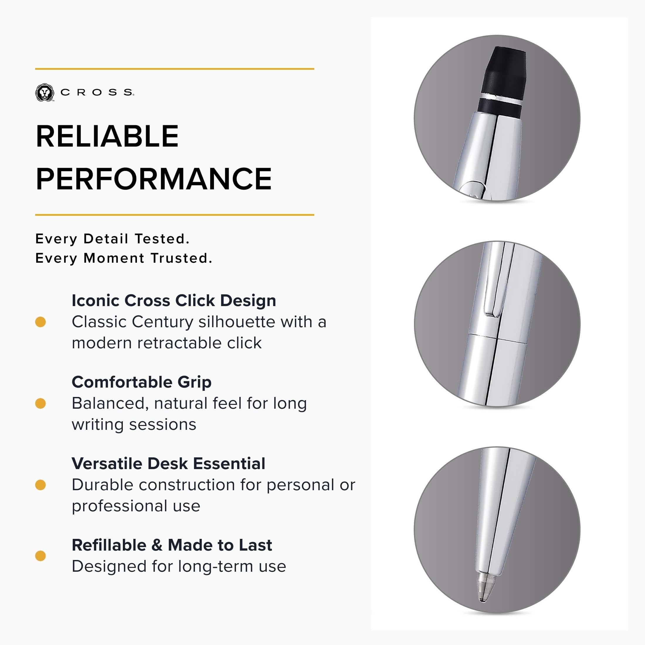 Cross Click Tuxedo - Penna a sfera blu metallizzato satinato con appuntamenti neri