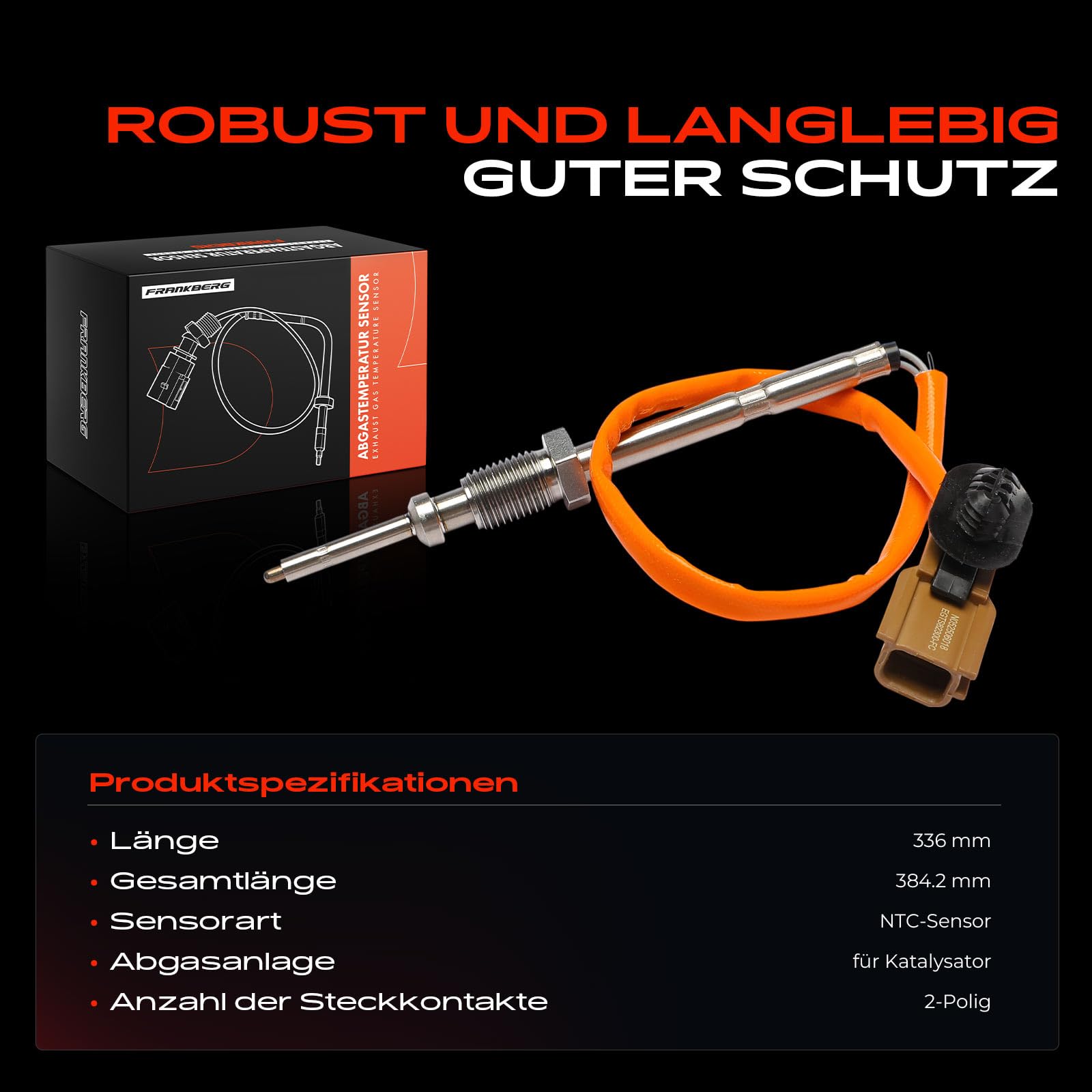 Frankberg Capteur de température des gaz d'échappement, | Compatible avec: M.e.g.a.n.e IV Hatchback B9A/M/N, Trafic III plateau/châssis EC, Grand Scénic III JZ0/1, Talisman LP