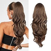 Vista 16 de Extensión de cola de caballo rubio, extensión de cola de caballo con cordón de 20 pulgadas para mujeres, extensiones de cabello de cola de caballo