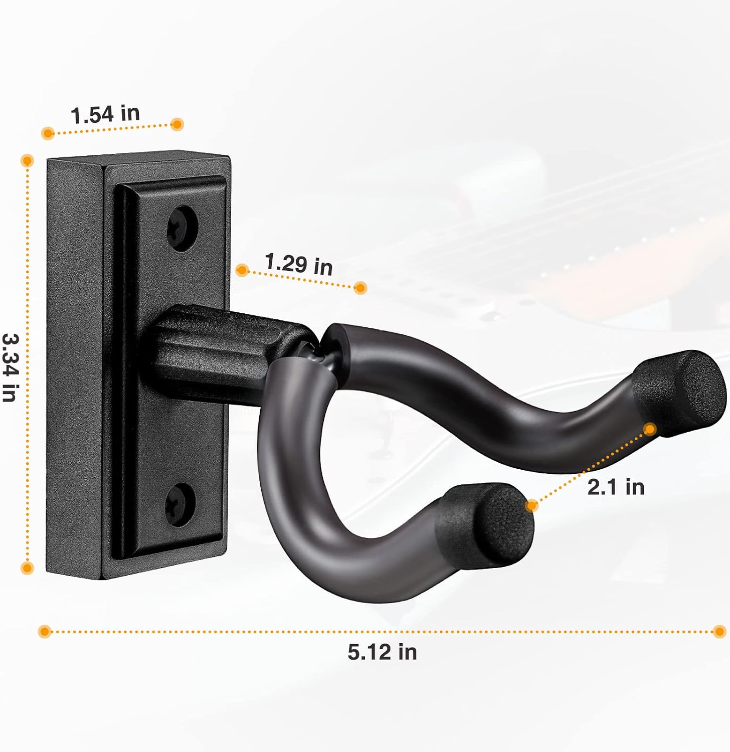 POGOLAB Guitar Wall Mount Hanger 2 Pack, Guitar Wall Hanger Holder Hook Bracket Stand, Guitar Wall Mount, for Acoustic Electric Guitar Bass Ukulele Banjo Mandolin (Black)