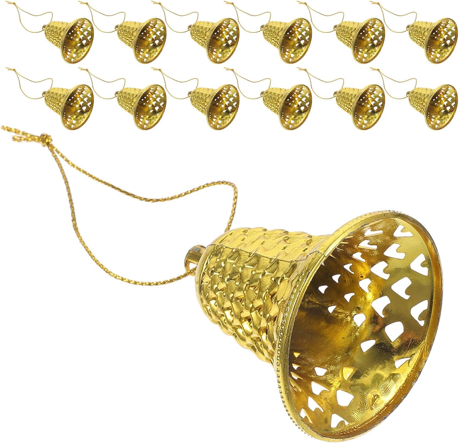 24pcs Golden Plastic Christmas Jingle Bells Ornaments