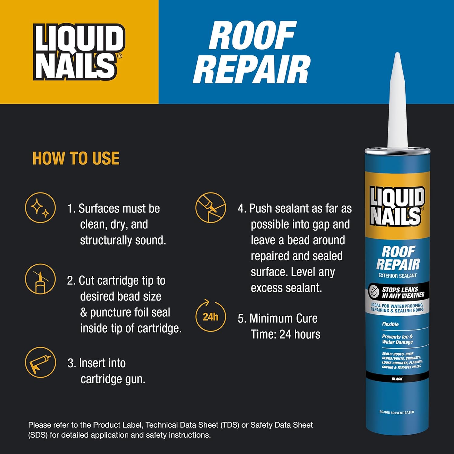 Liquid Nails Roof Repair (RR808), 10.3 oz (Pack of 4)