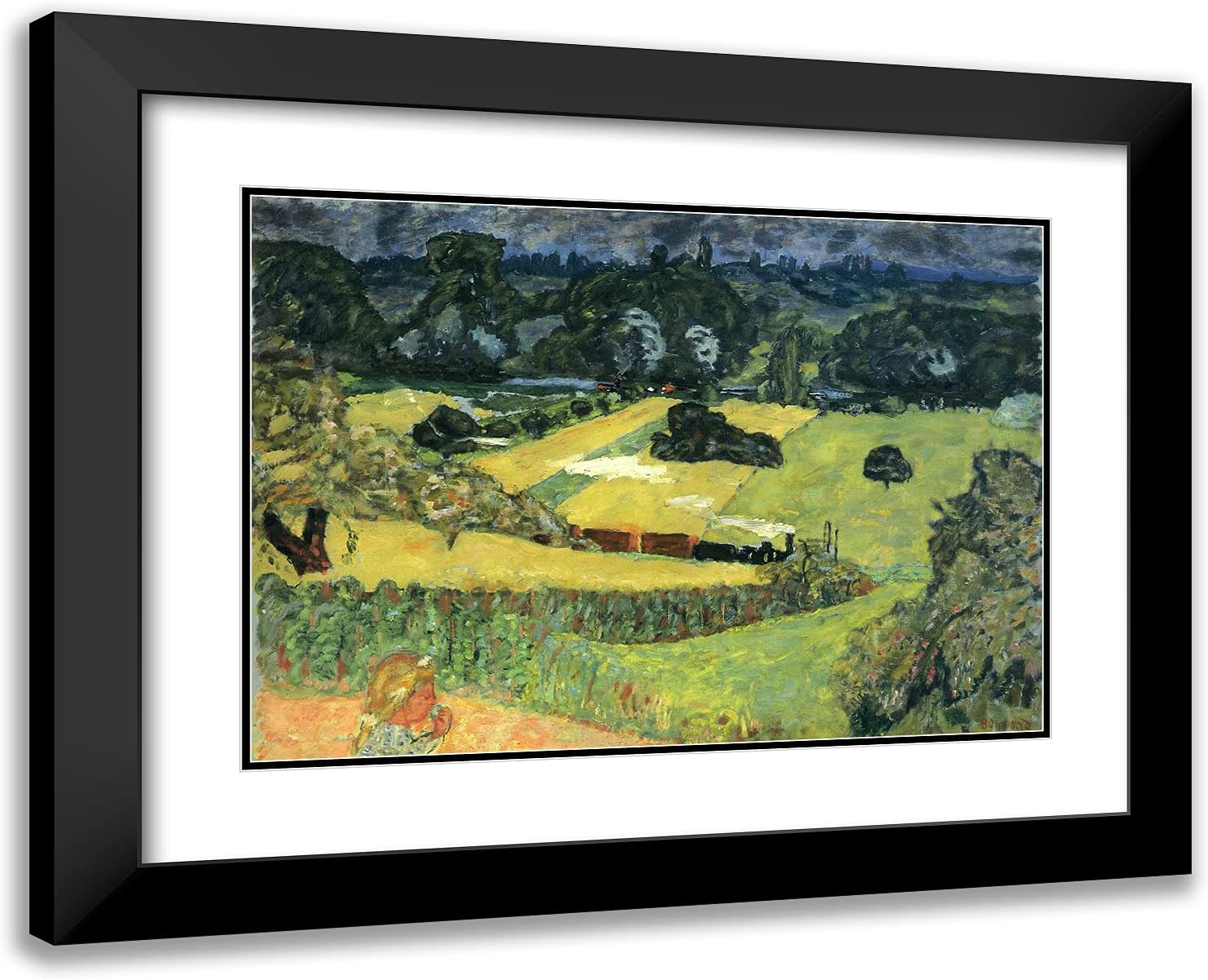 ArtDirect Bonnard, Pierre 24x19 Black Modern Framed Art Print with Double Matting Titled: Landscape l