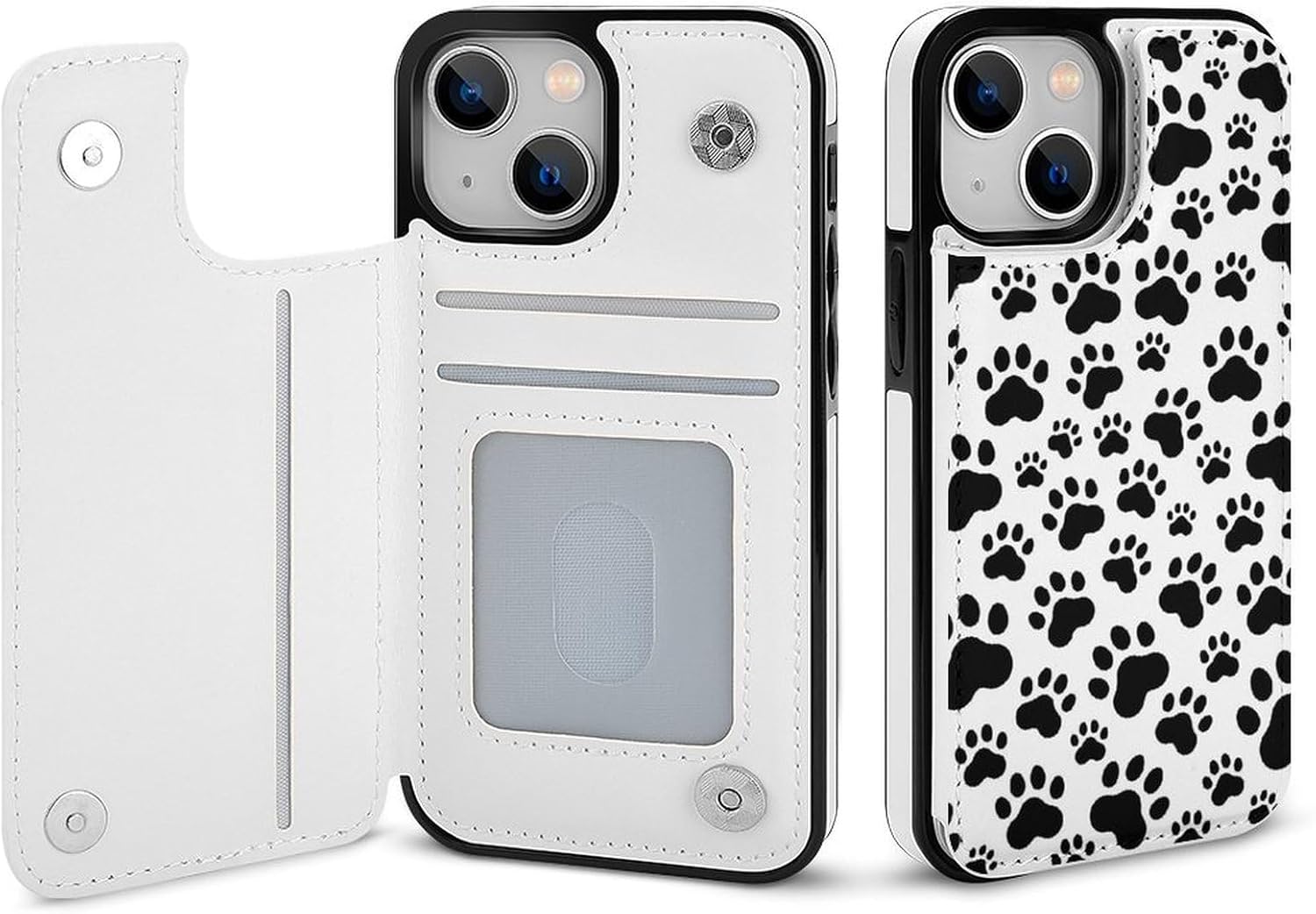 Paw Print (2) Wallet Phone Case Compatible with iPhone 14 Pro Flip Protective Phone Case with Card Holder